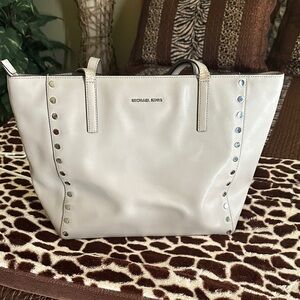 Michael Kors Cream Tote with Silver Accents